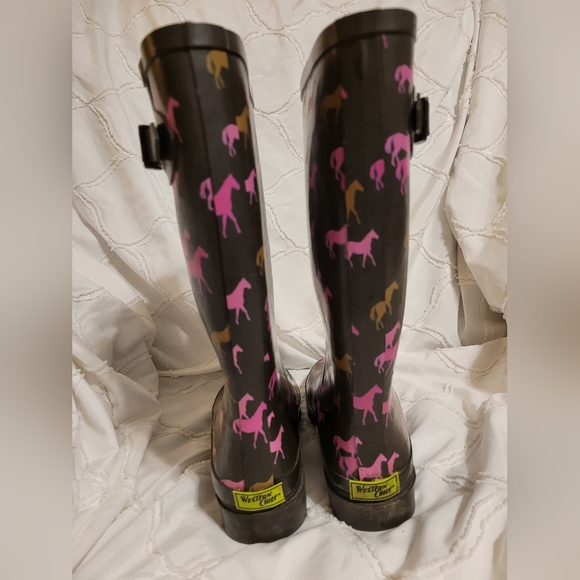 Western Chief tall Cute Horse Espresso rain boots Size 7 - Picture 5 of 5